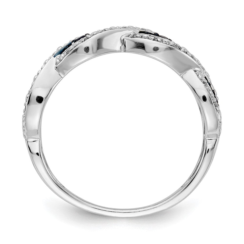 14k White Gold White and Blue Diamond Twist Ring
