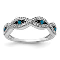14k White Gold White and Blue Diamond Twist Ring