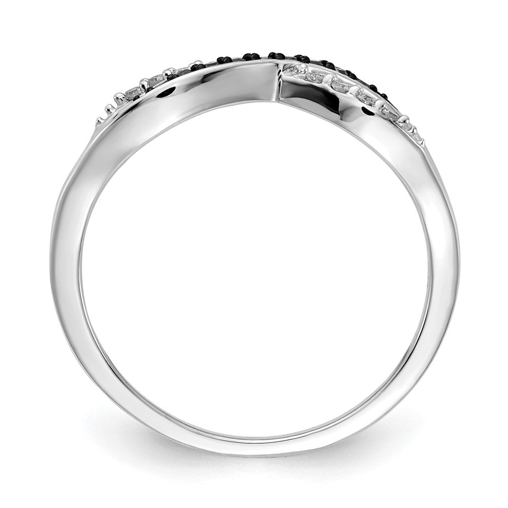 14k White Gold w/ Blue and White Diamond Crisscross Ring