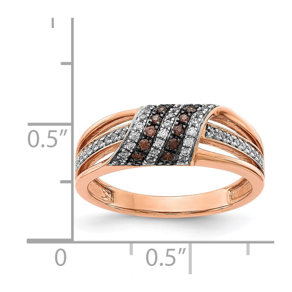14k Rose Gold White and Champagne Diamond Ring