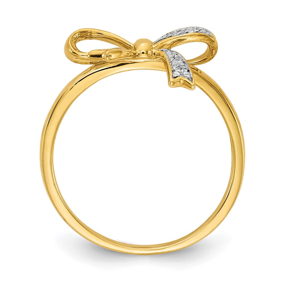 14k w/Rhodium Diamond Bow Ring