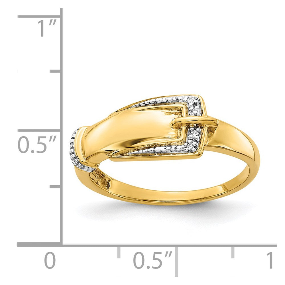 14k Rhodium Diamond Buckle Ring