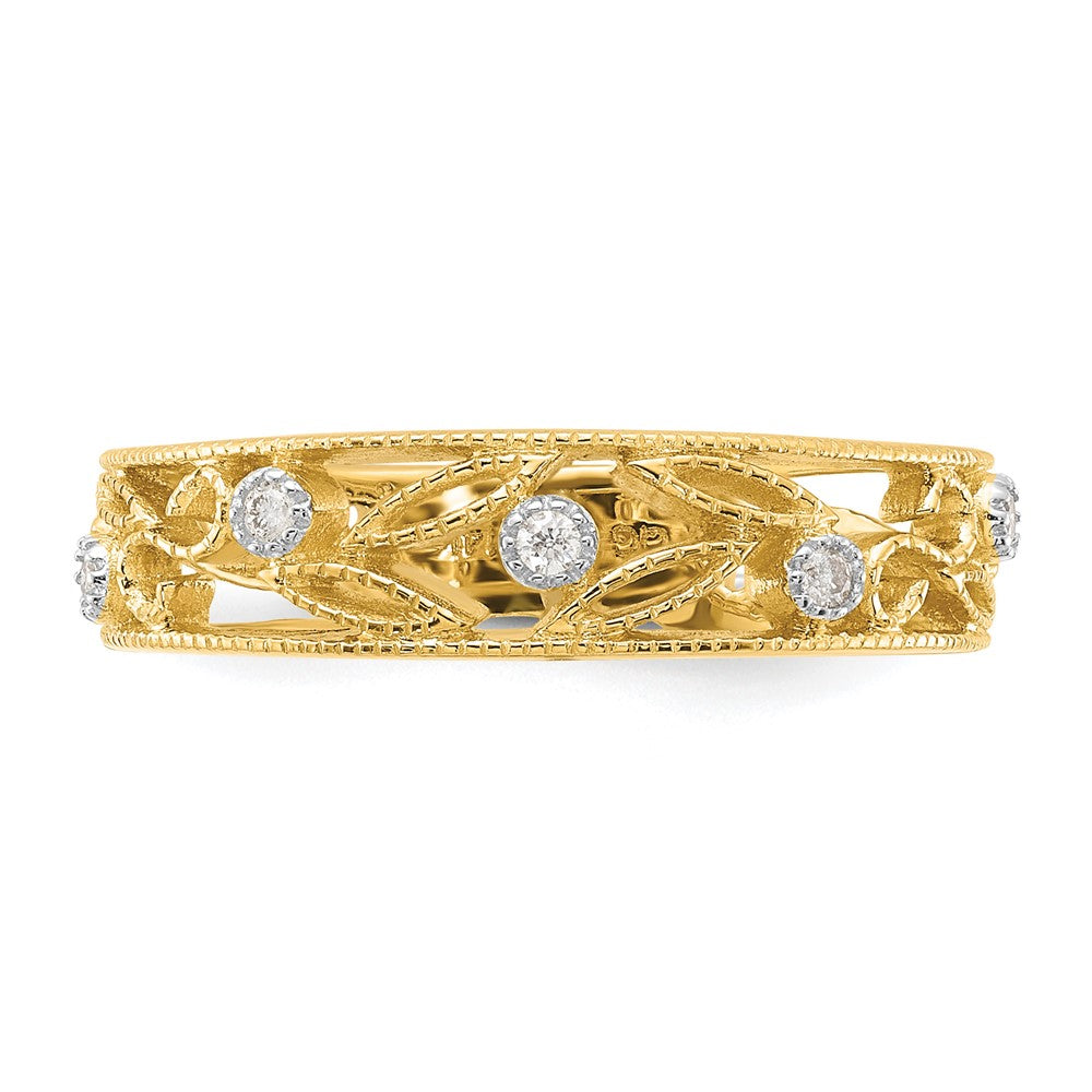 14k Flower Vine Design Diamond Ring