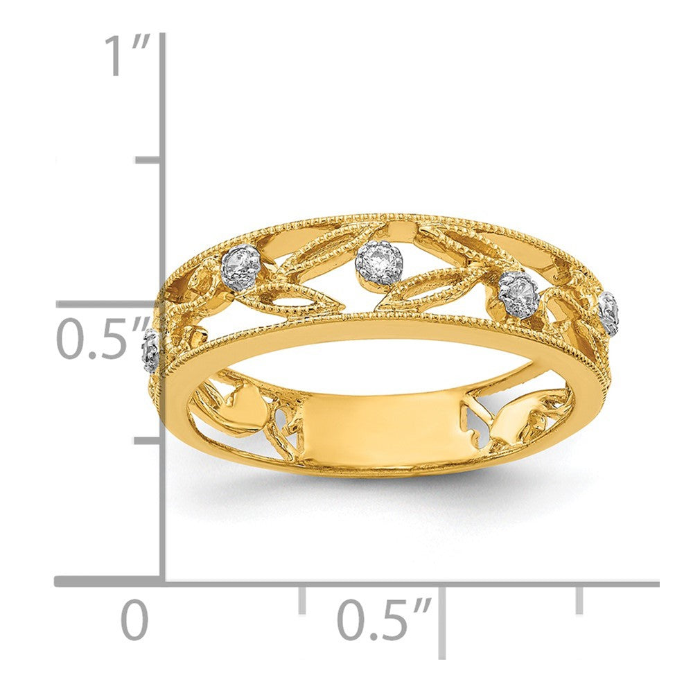 14k Flower Vine Design Diamond Ring
