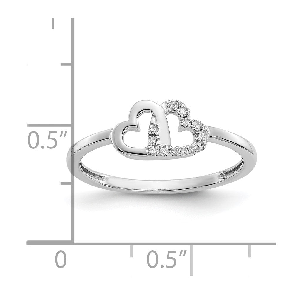 10K White Gold Diamond Double Heart Ring