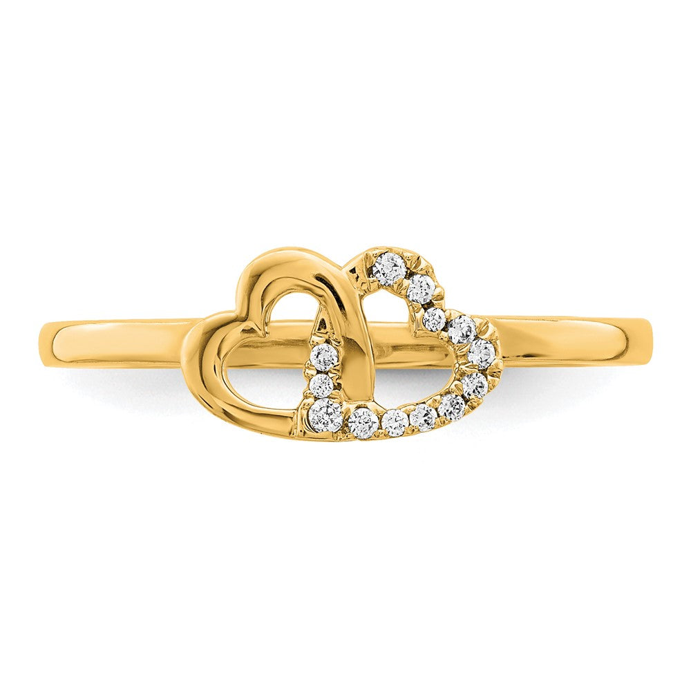 10K Diamond Double Heart Ring