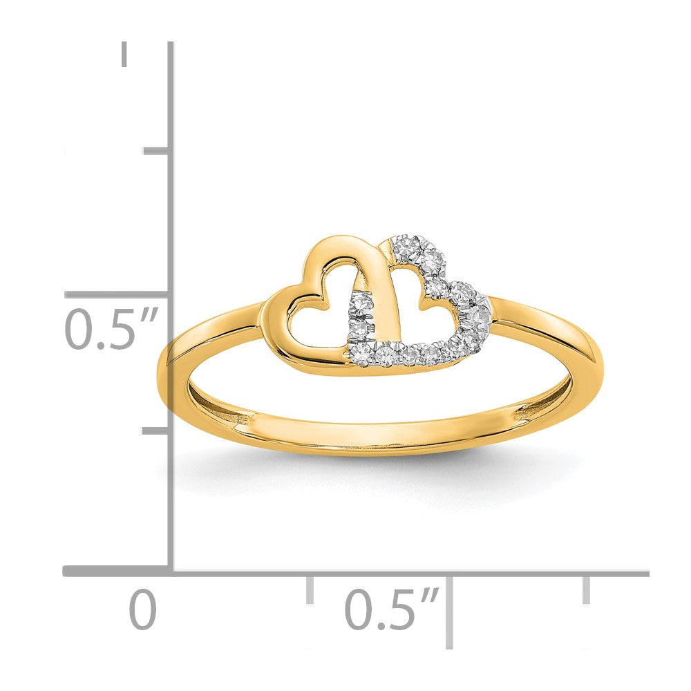 10K Diamond Double Heart Ring
