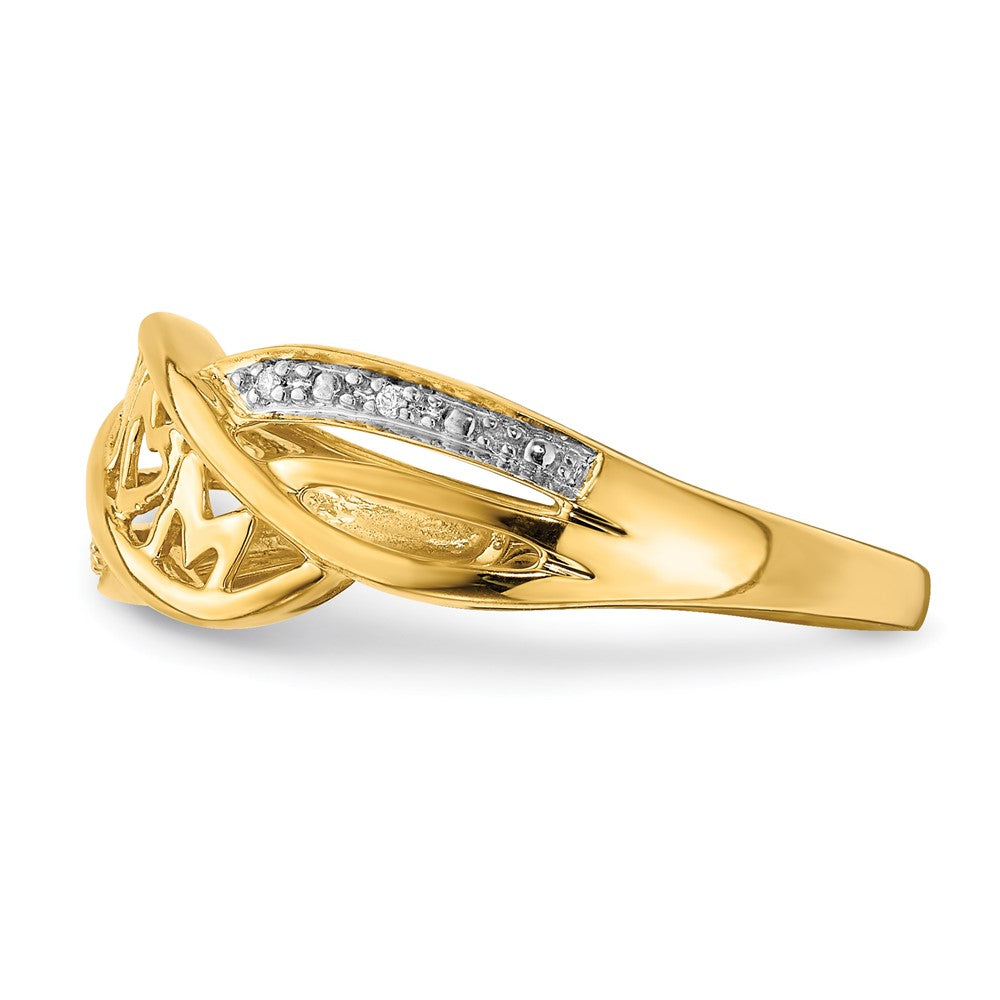 10K w/Rhodium Diamond MOM Ring