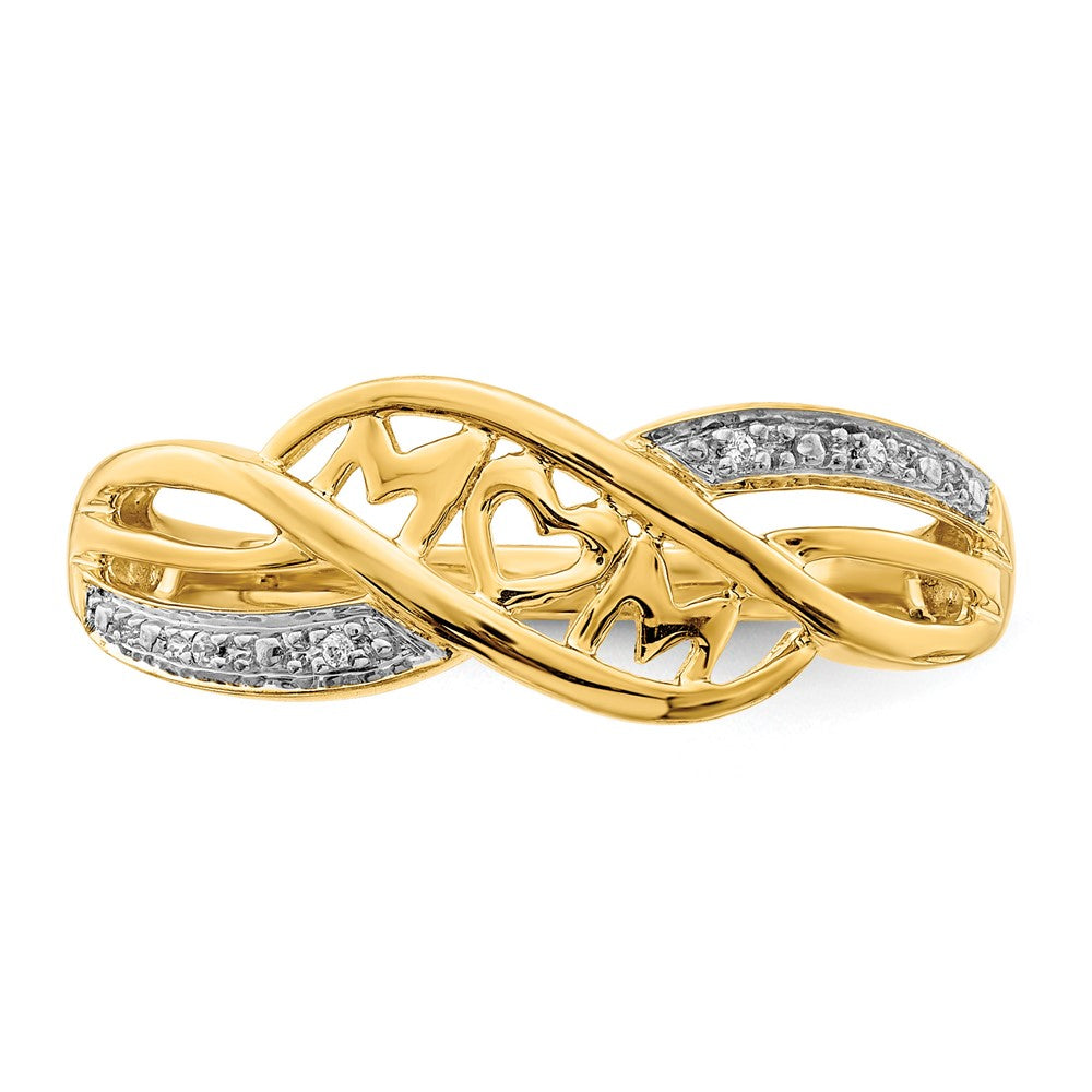 10K w/Rhodium Diamond MOM Ring