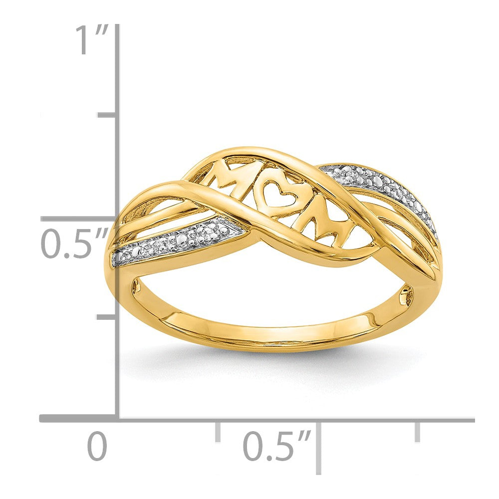 10K w/Rhodium Diamond MOM Ring