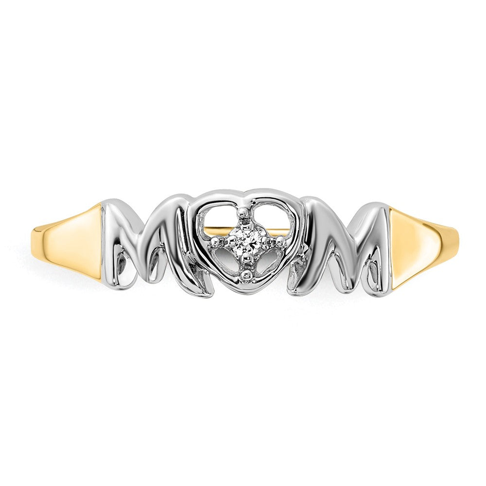 14k w/Rhodium Diamond MOM Ring