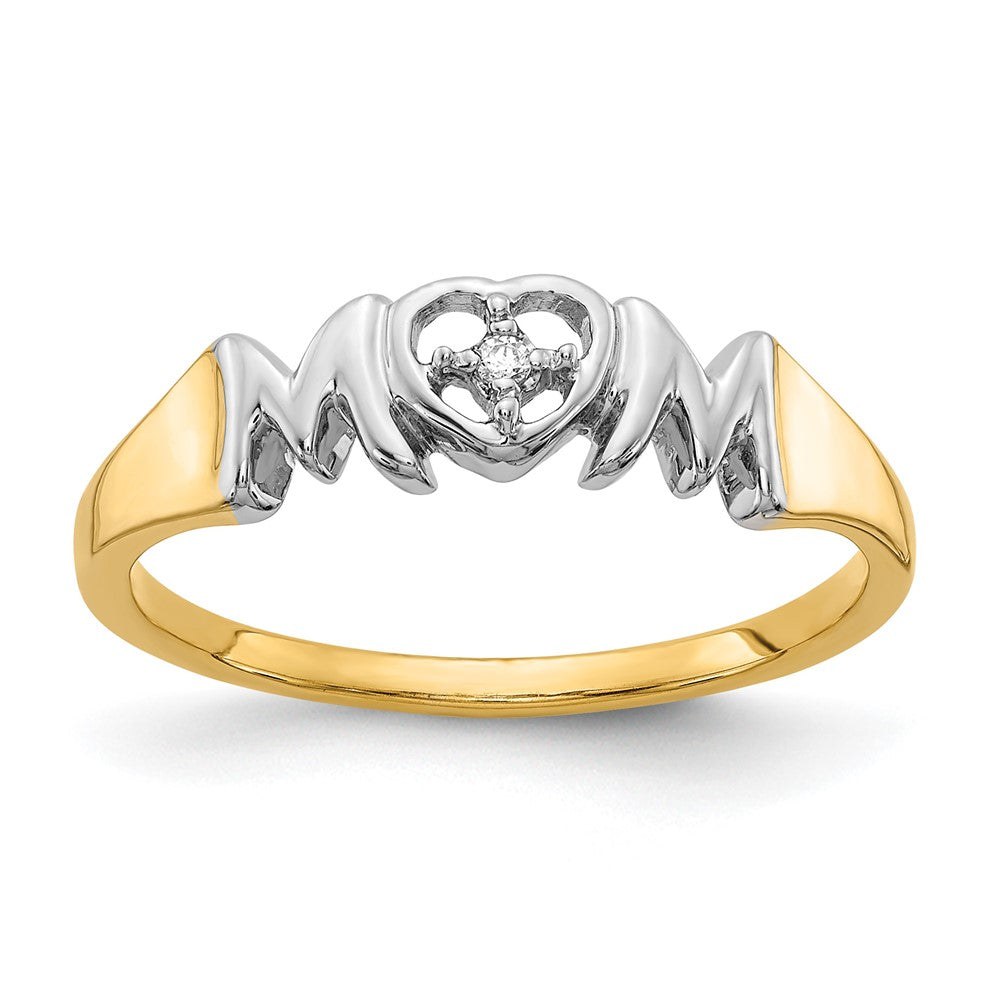 14k w/Rhodium Diamond MOM Ring