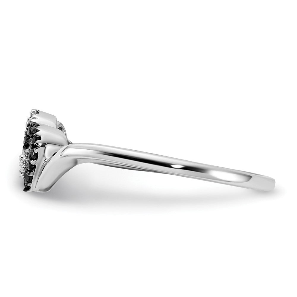 14k White Gold Black and White Diamond Double Heart Ring