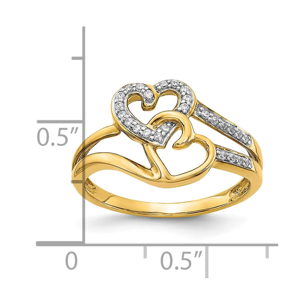 10K Diamond Hearts Ring