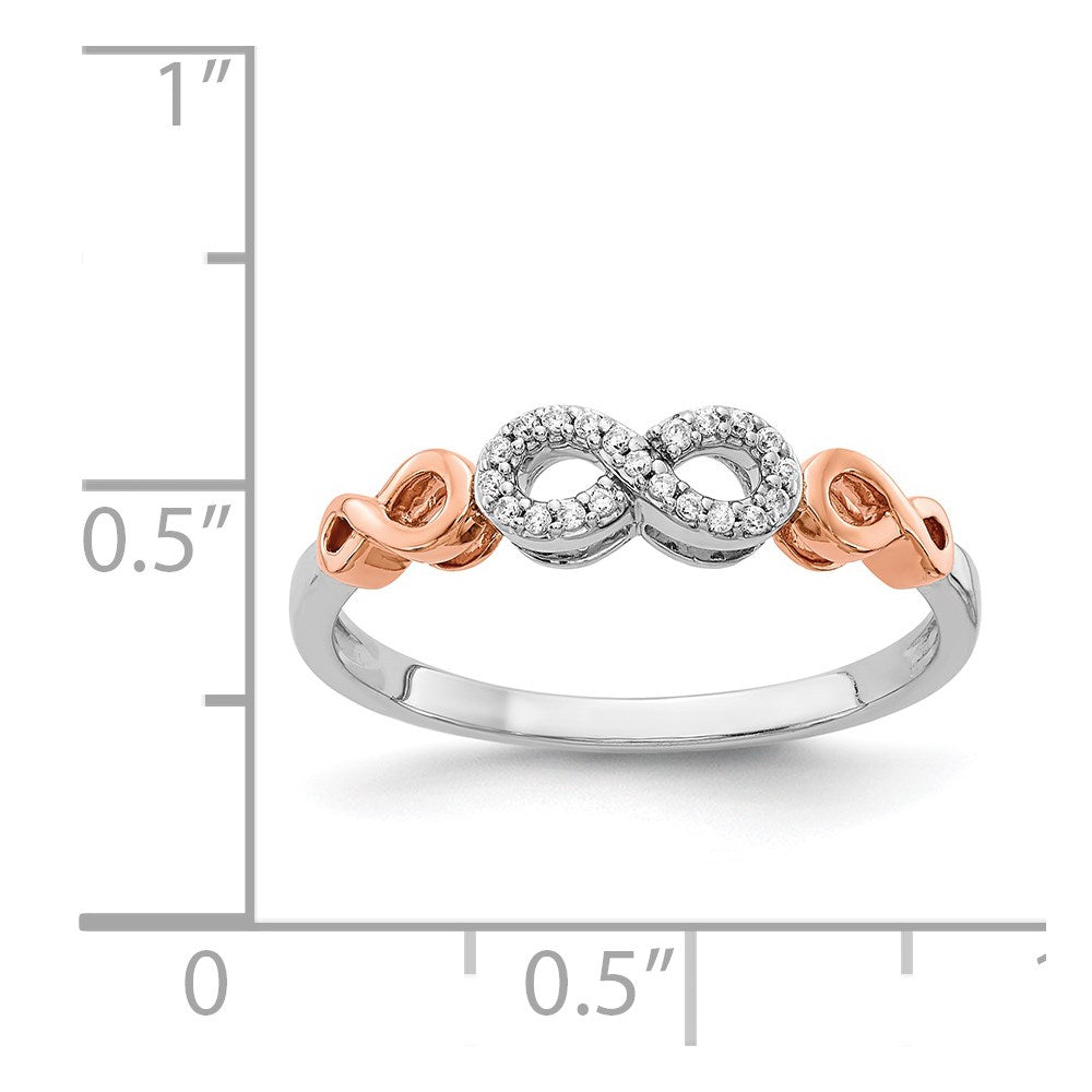 14k Rose Gold w/White Rhodium Diamond Infinity Ring