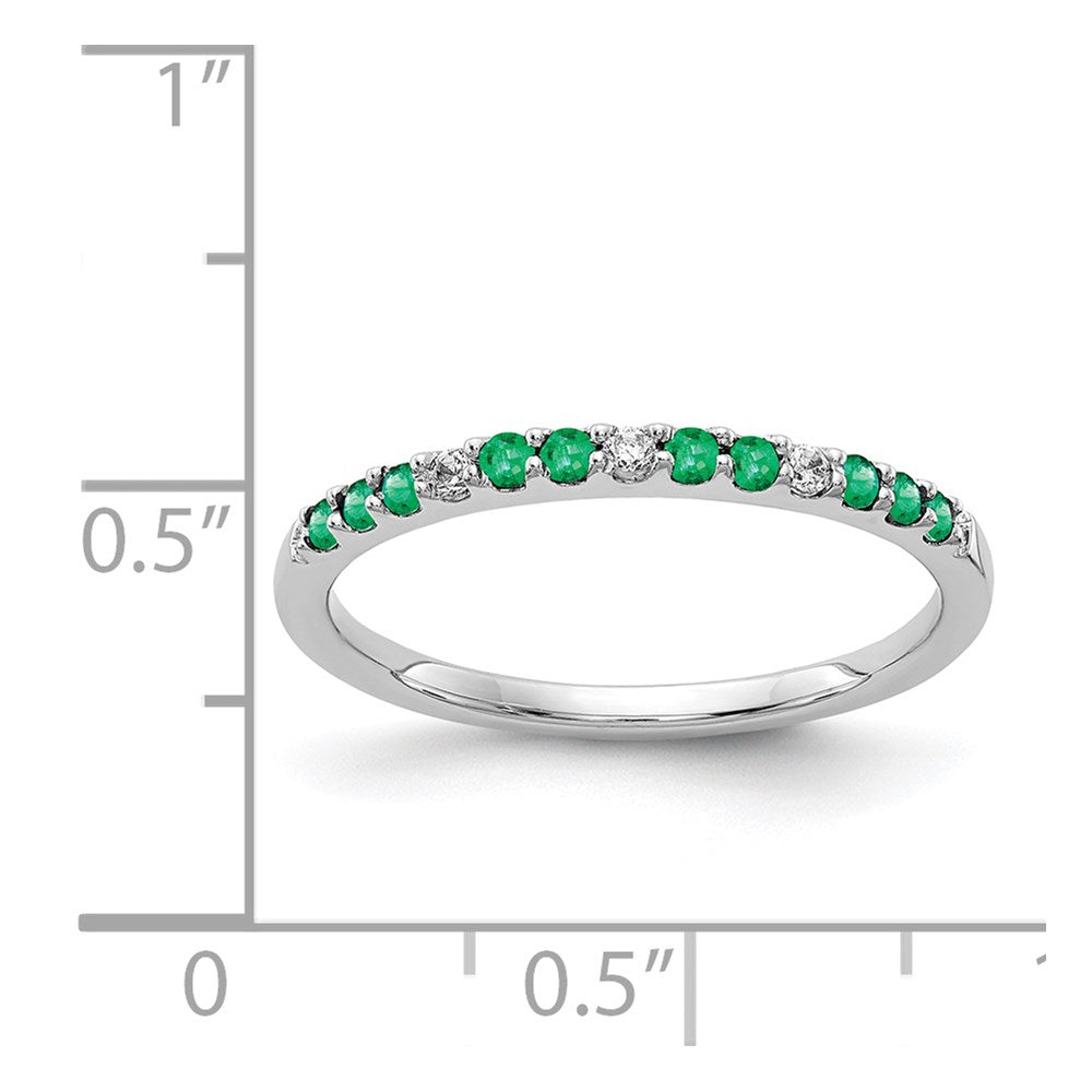 14k White Gold Diamond and Emerald Band