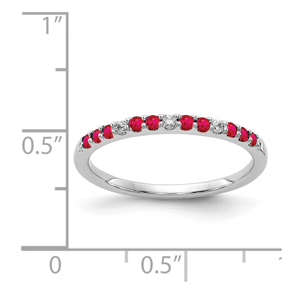 14k White Gold Diamond and Ruby Band