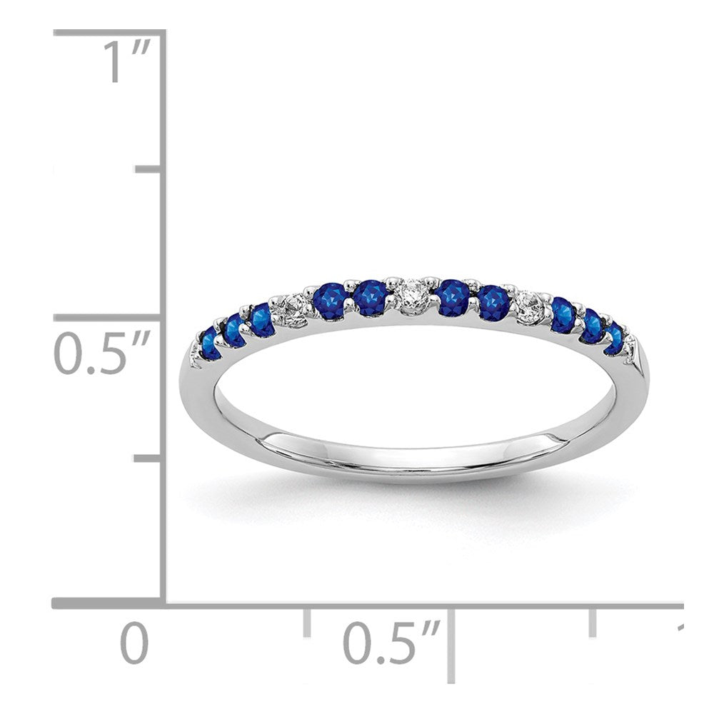 14k White Gold Diamond and Sapphire Band