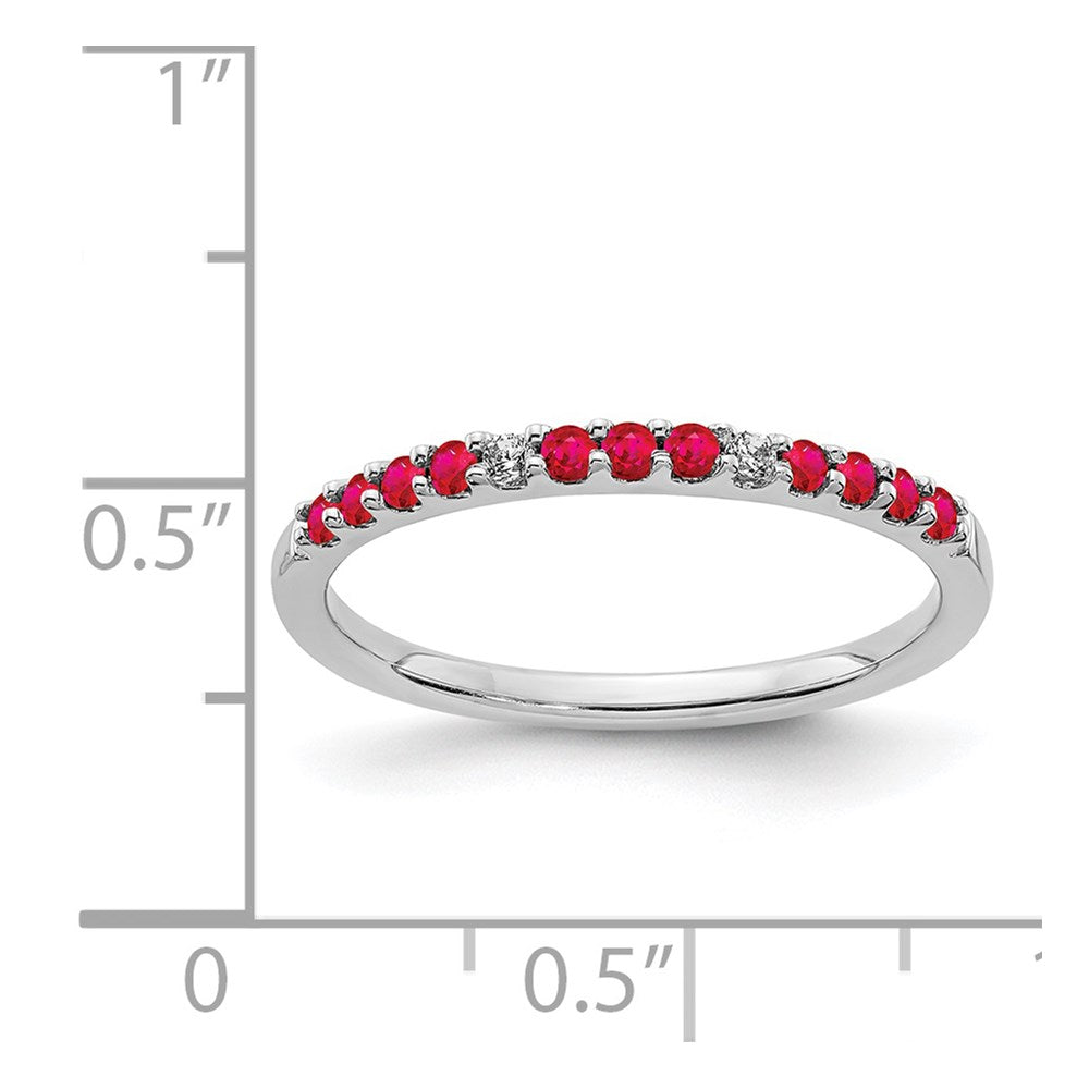 14k White Gold Diamond and Ruby Band