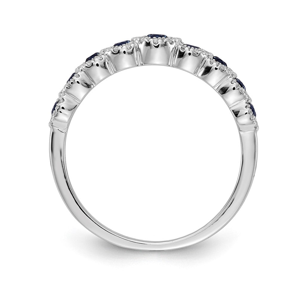 14k White Gold Diamond and Sapphire Polished Ring