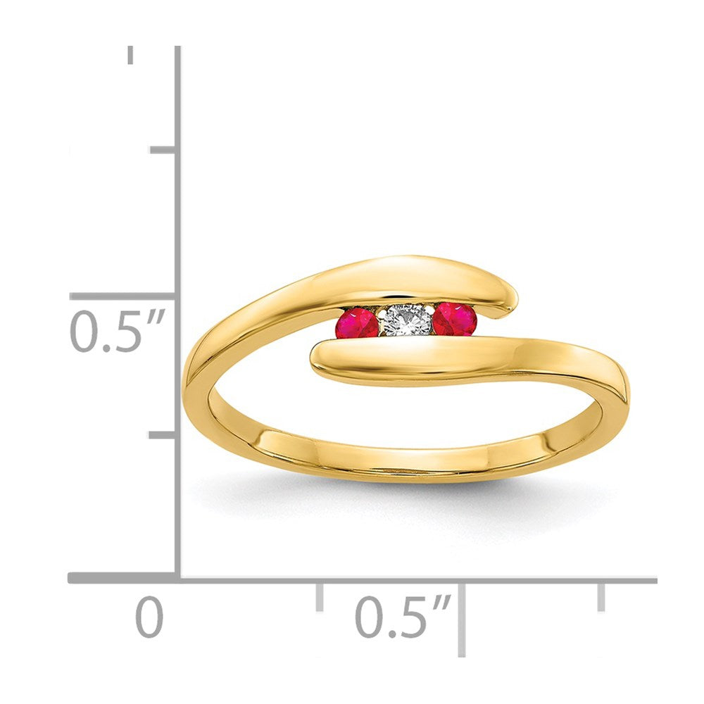 14k Ruby and Diamond 3-stone Ring