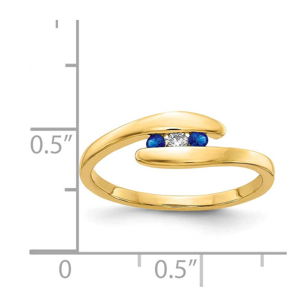 14k Sapphire and Diamond 3-stone Ring