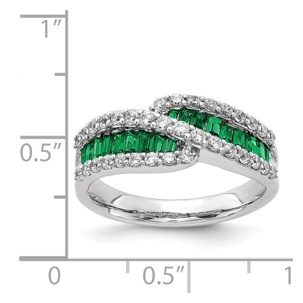 14k White Gold Emerald Diamond Ring