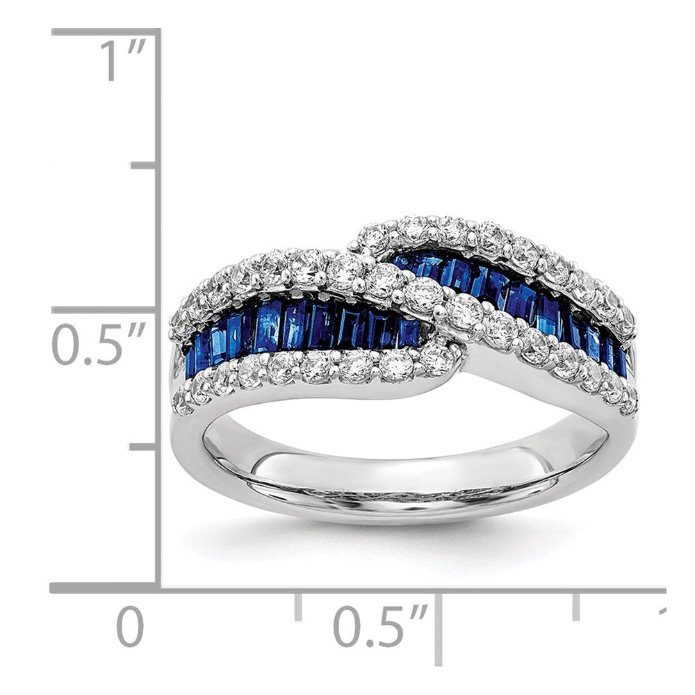 14k White Gold Sapphire Diamond Ring