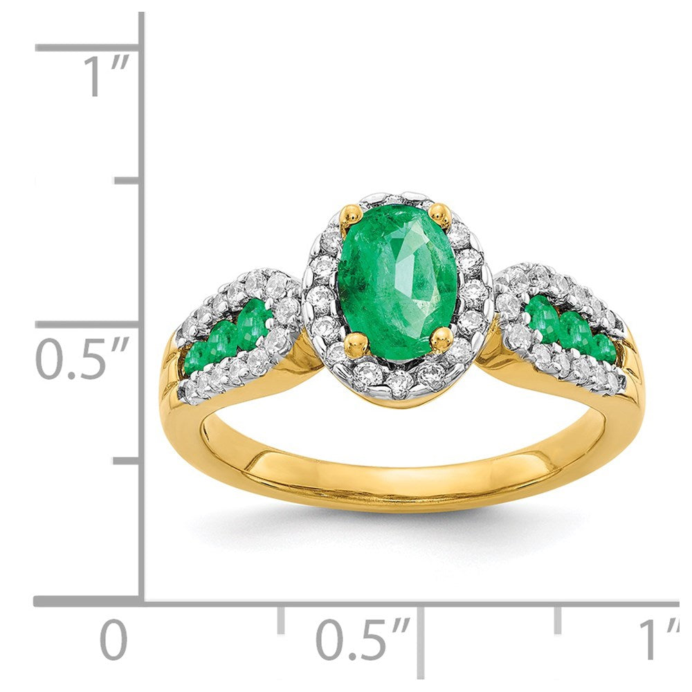 14k Diamond and Oval Emerald Ring