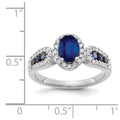 14k White Gold Diamond and Oval Sapphire Ring