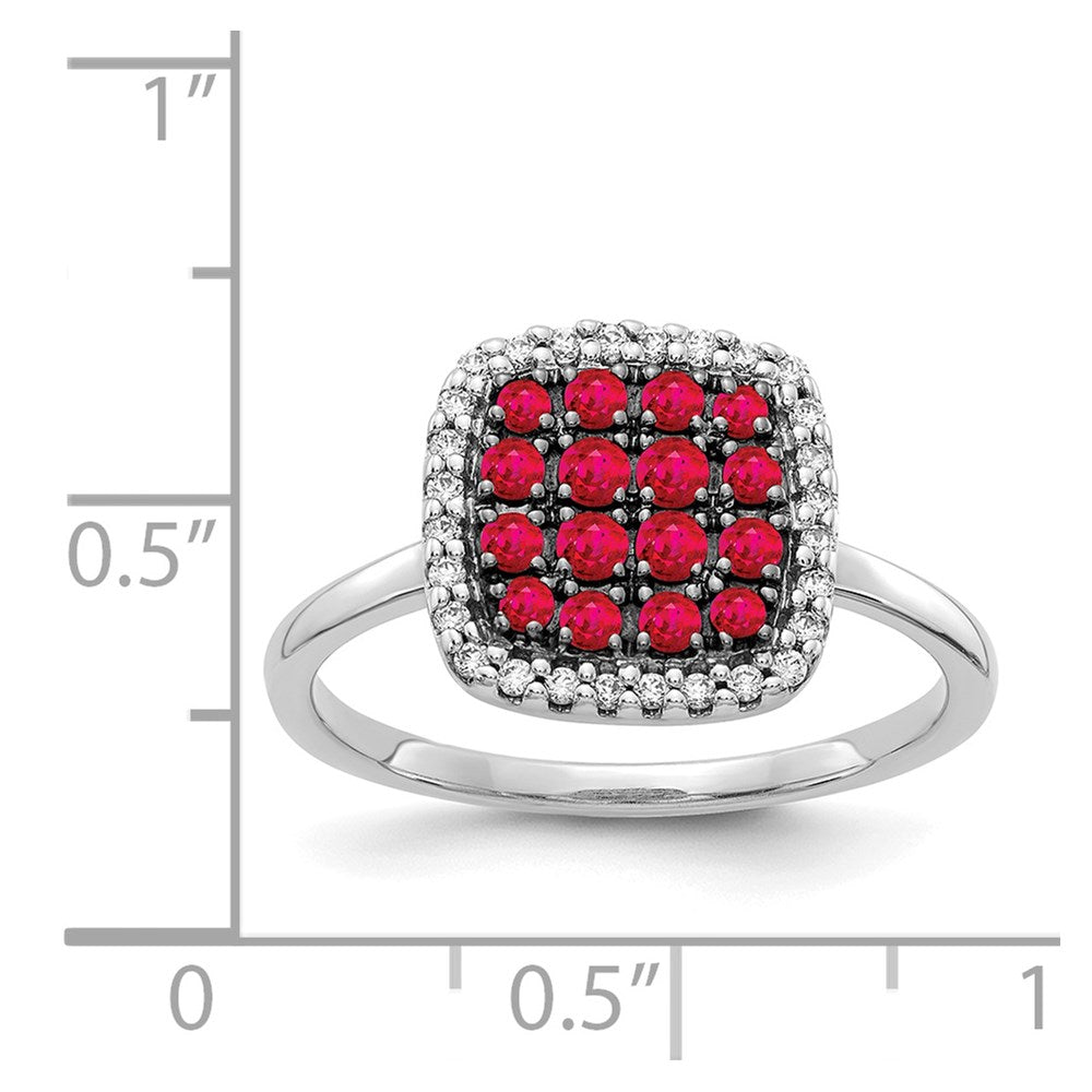 14k White Gold Diamond and Ruby Ring