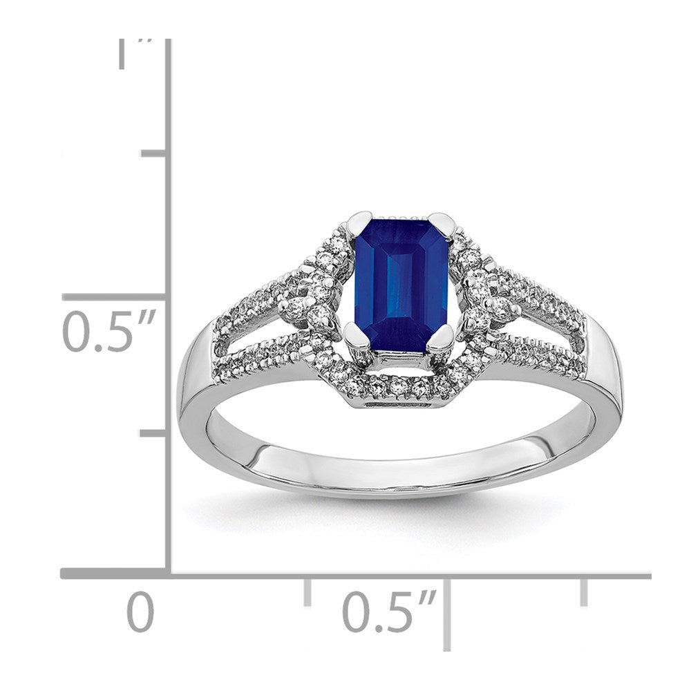 14k White Gold Diamond and Sapphire Ring