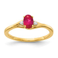 14k Diamond and Oval Ruby Ring