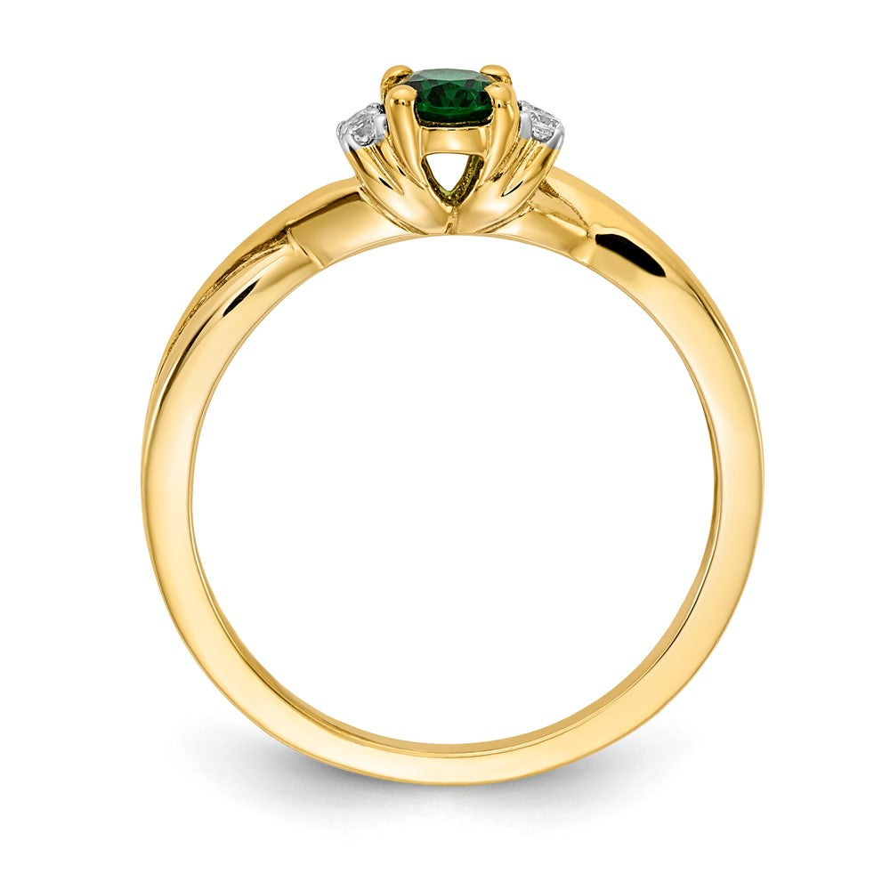 14k Diamond and Oval Emerald Ring