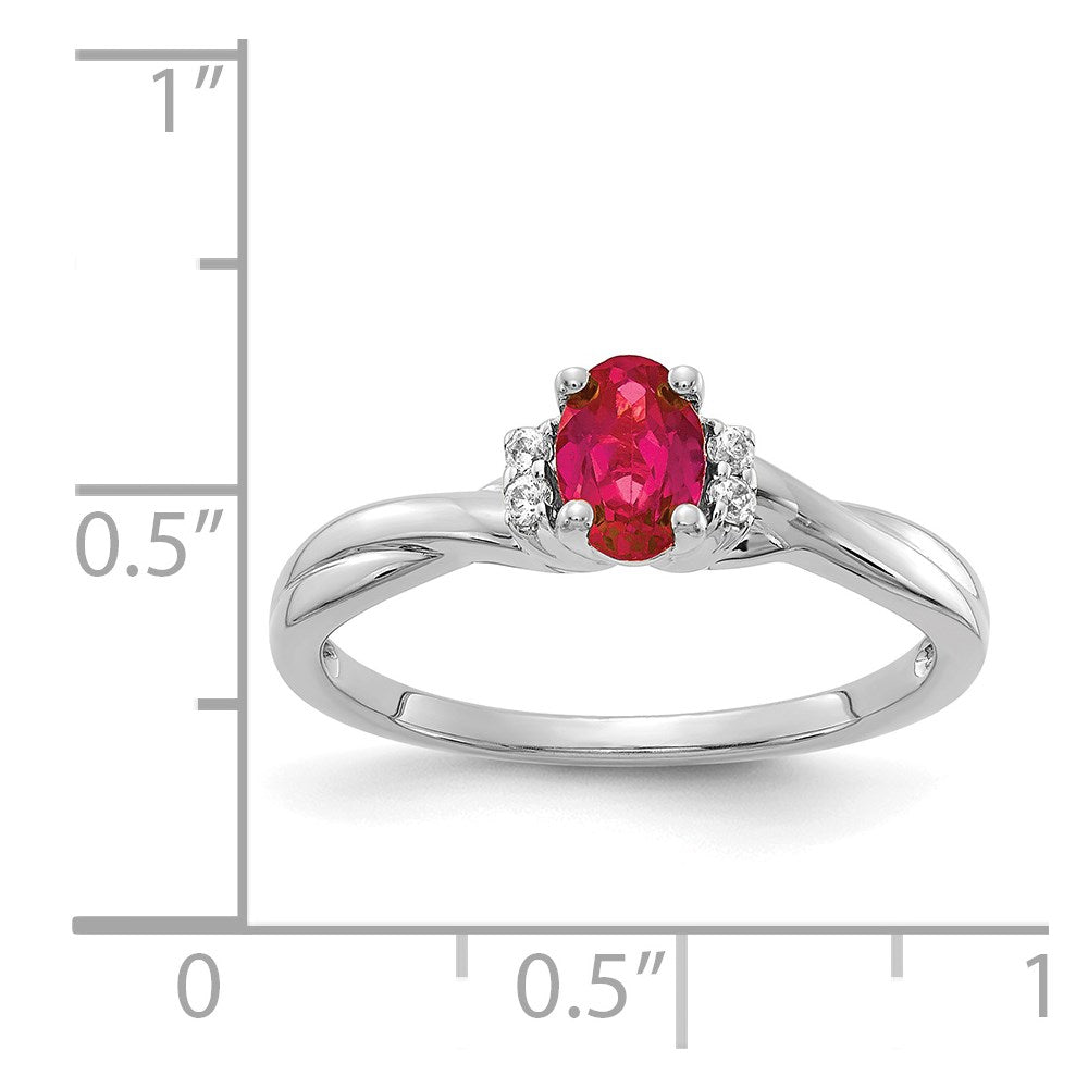 14k White Gold Diamond and Oval Ruby Ring