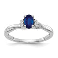 10k White Gold Diamond and Oval Sapphire Ring