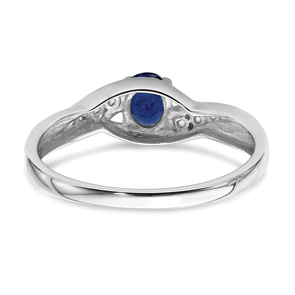 14k White Gold Oval Sapphire Diamond Ring
