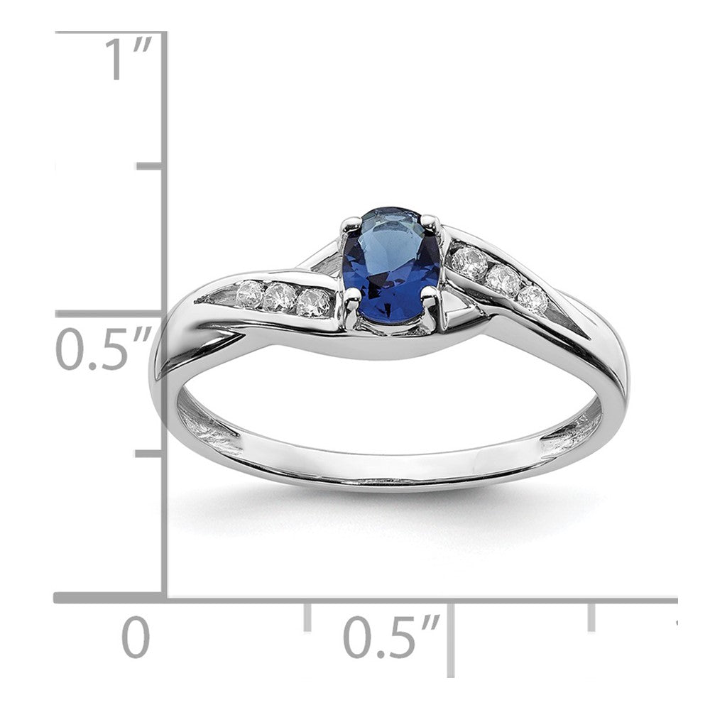 14k White Gold Oval Sapphire Diamond Ring