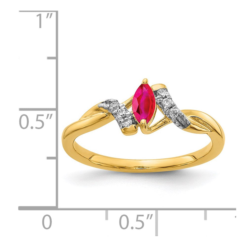 14k Diamond and Marquise Ruby Ring