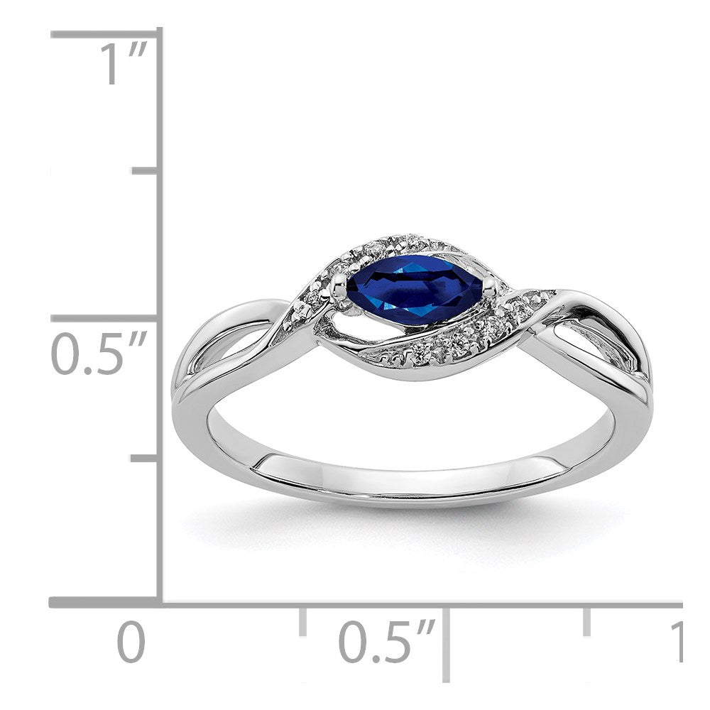 14k White Gold Diamond and Marquise Sapphire Ring