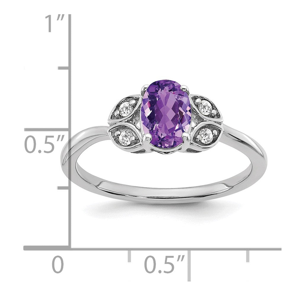 14k White Gold Amethyst and Diamond Ring