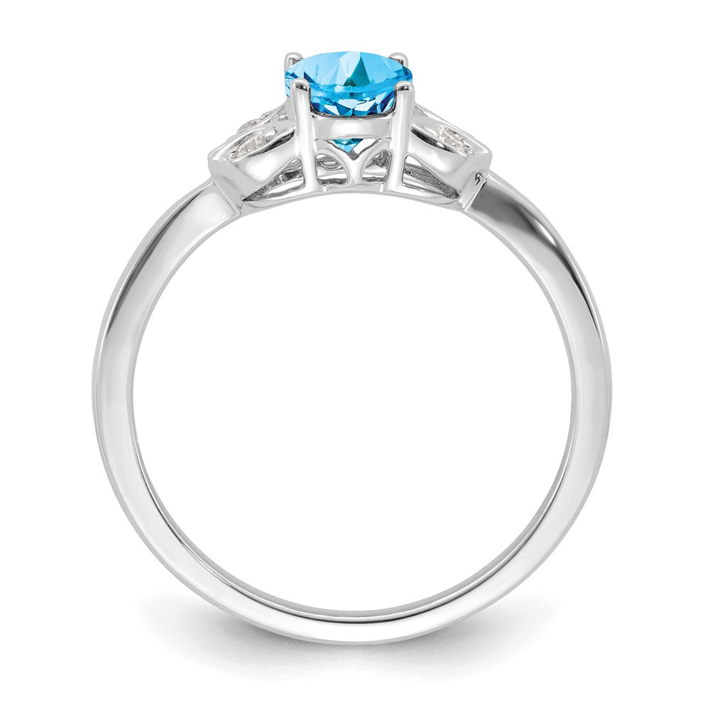 14k White Gold Blue Topaz and Diamond Ring