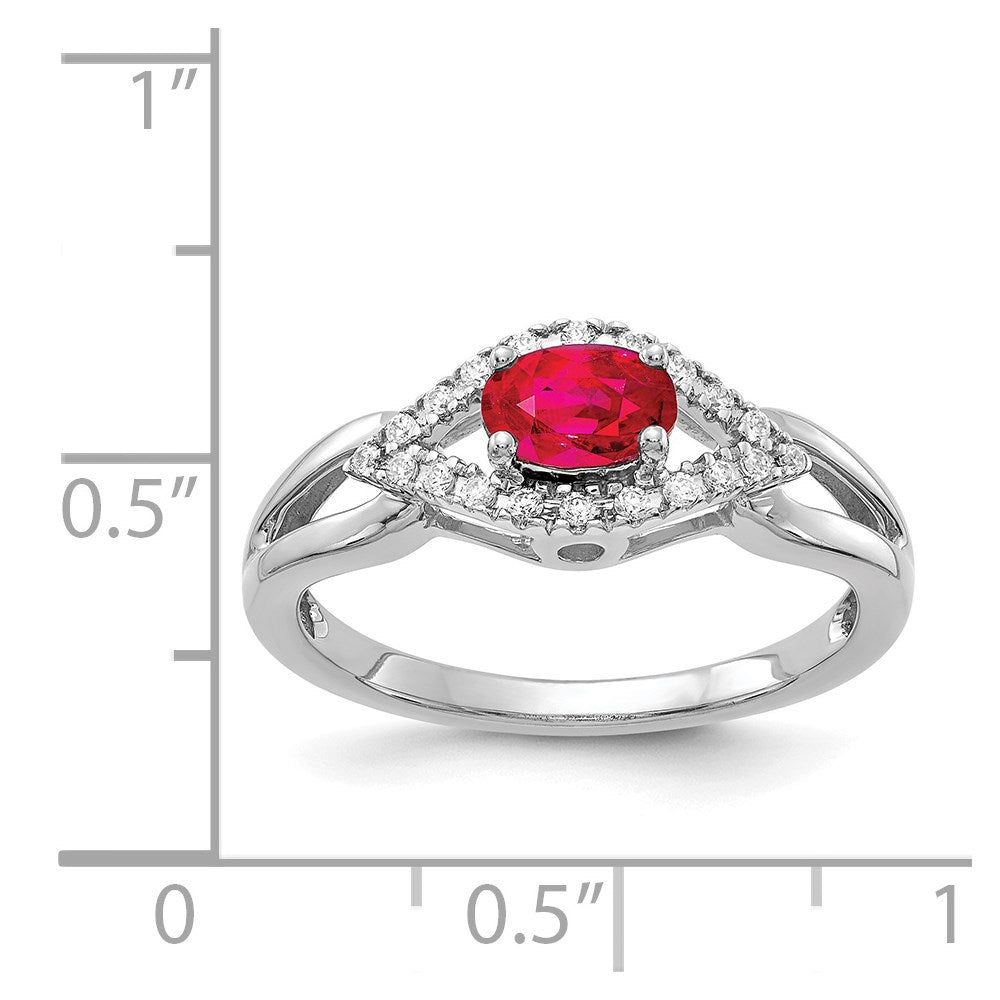 14k White Gold Diamond and Ruby Ring