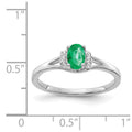 14k White Gold Diamond and Oval Emerald Ring