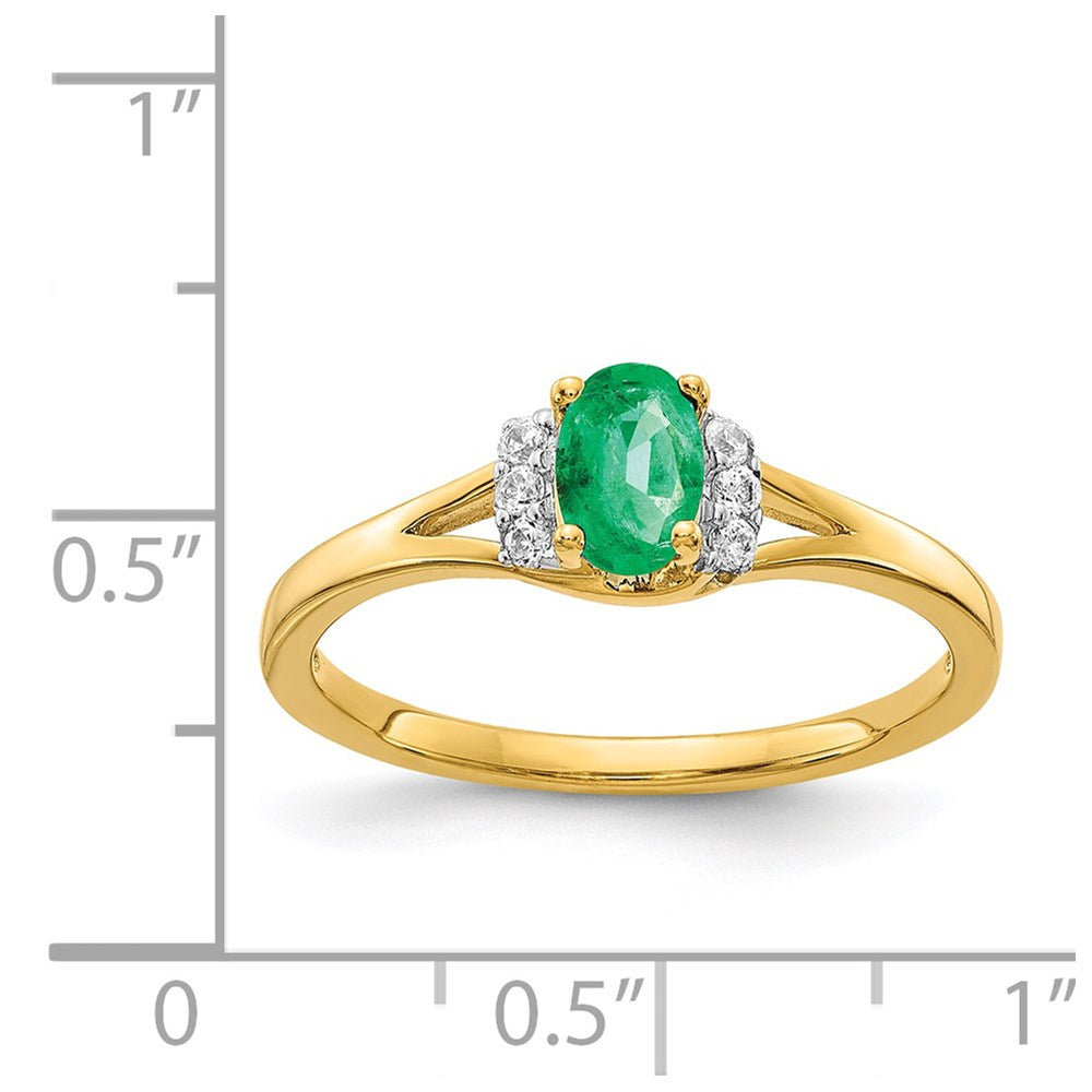 14k Diamond and Oval Emerald Ring