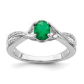 14k White Gold Oval Emerald and Diamond Ring