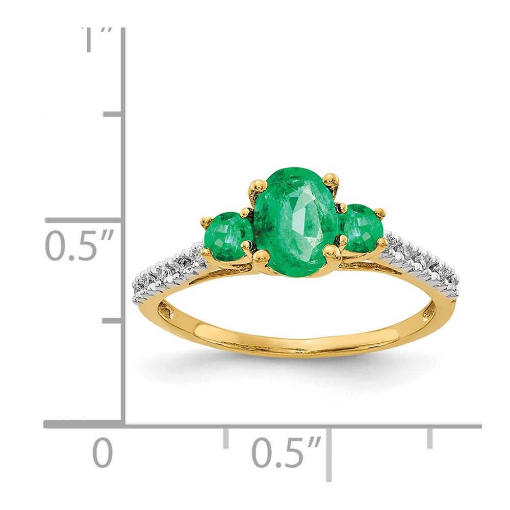 14k Oval Emerald and Diamond Ring