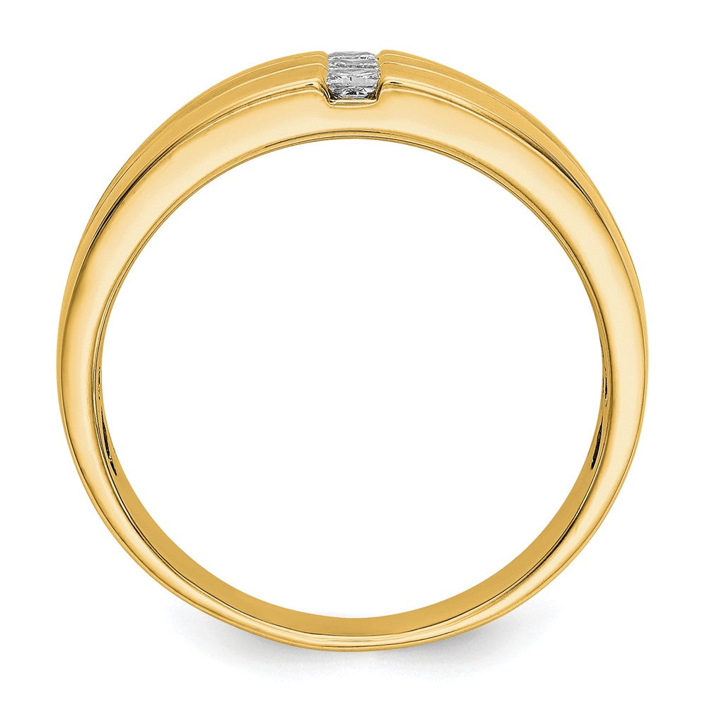 14k Mens Diamond Polished and Satin Ring