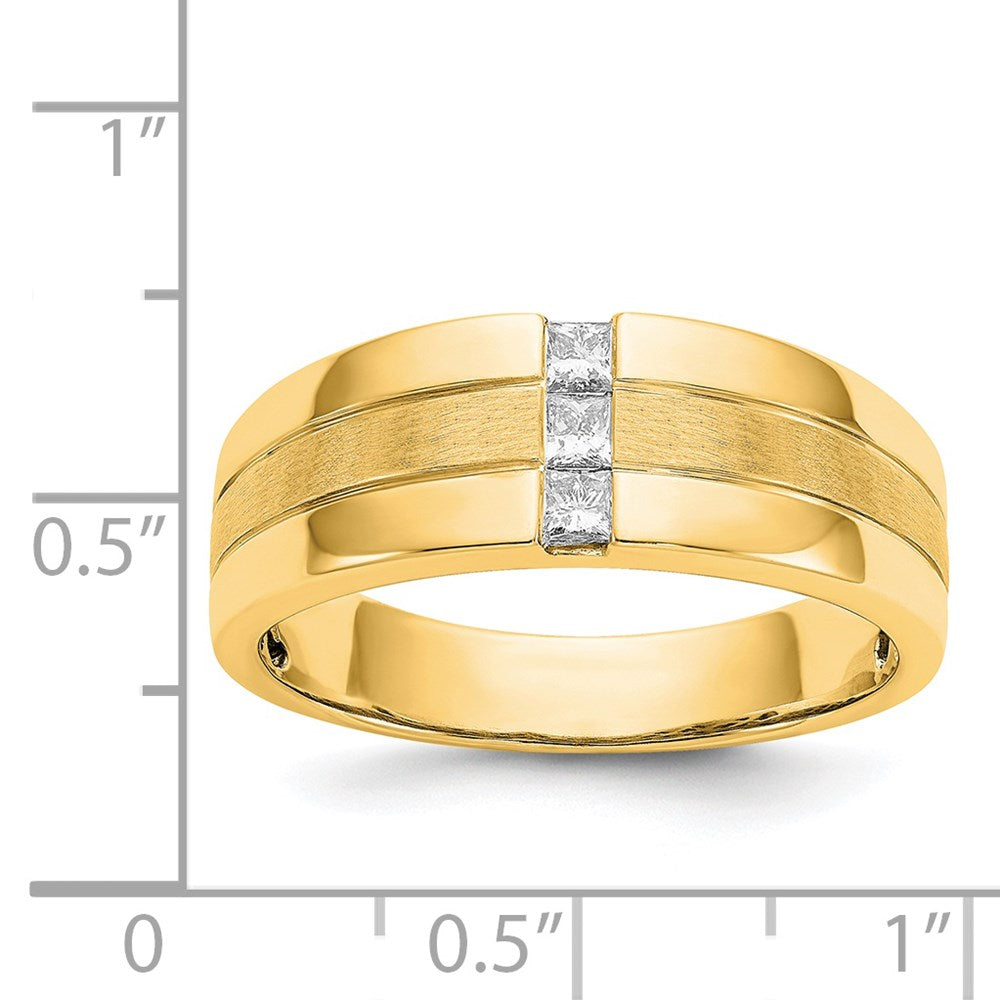 14k Mens Diamond Polished and Satin Ring