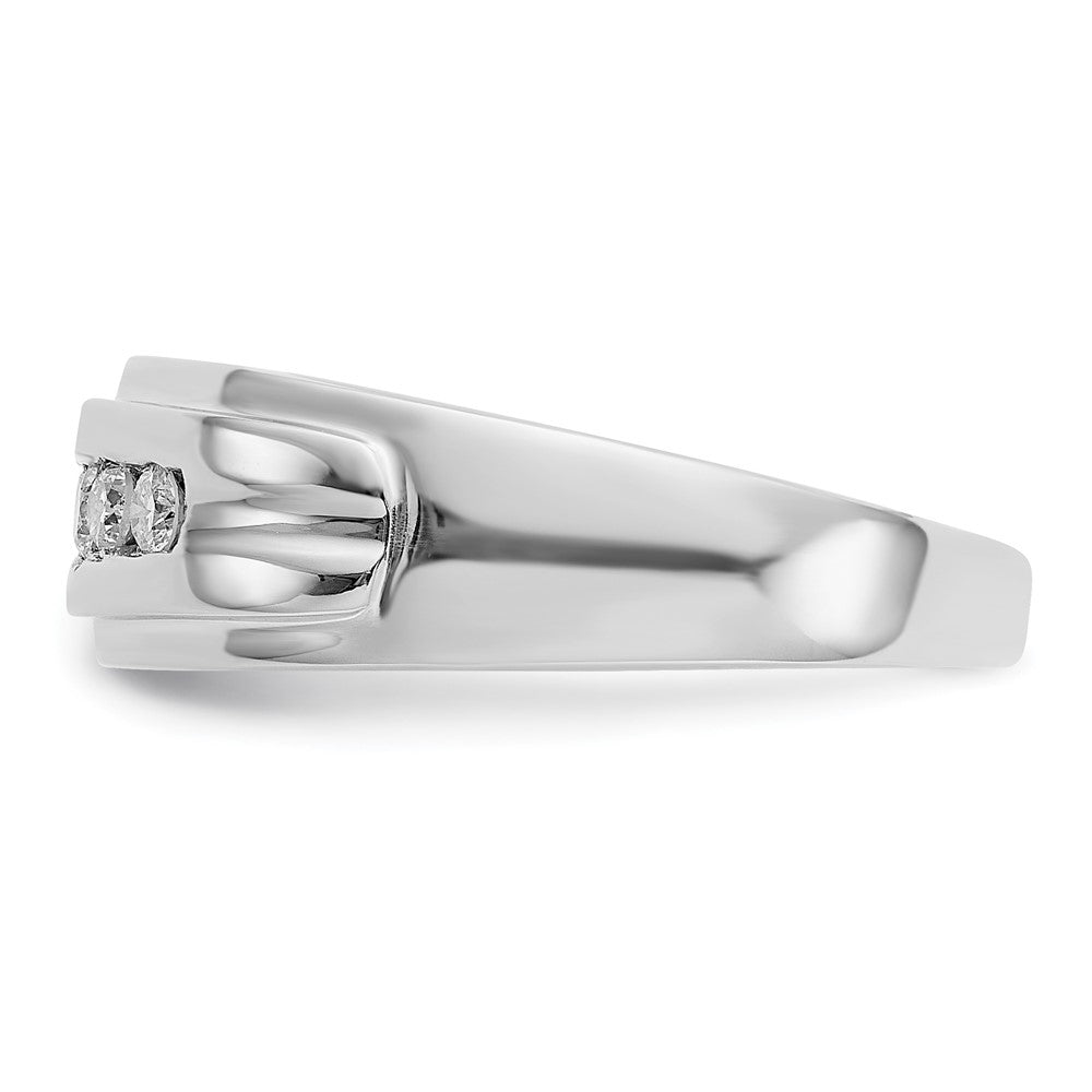 14k White Gold Diamond Mens 5-stone Ring